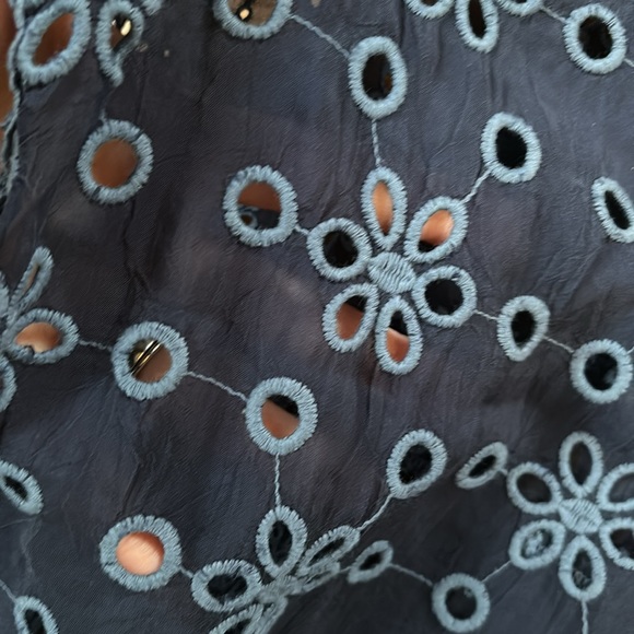 Johnny Was Winnie Patchwork Navy Blue Embroidered Tunic Size Medium - Picture 7 of 16